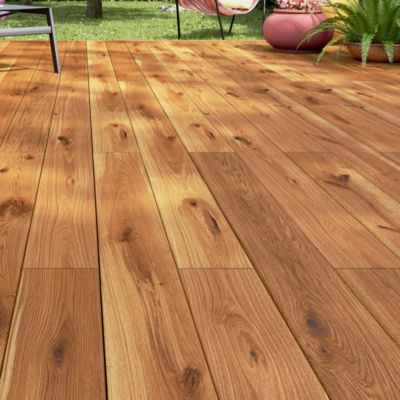 Lame de terrasse pin du Nord marron Lemhi Klikstrom L.240 x l.14,4 x ép. 2,7 cm