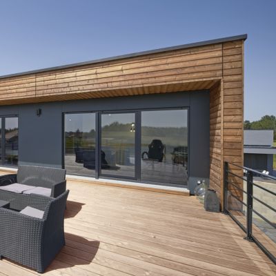 Lame de terrasse pin du Nord marron Lemhi Klikstrom L.360 x l.14,4 x ép. 2,7 cm