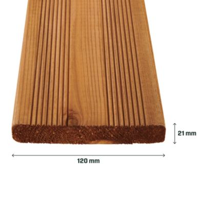 Lame de terrasse pin du Nord marron Potomac Klikstrom L.240 x l.12 x ép. 2,1 cm