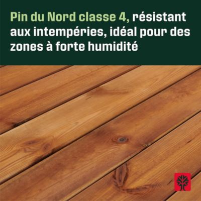Lame de terrasse pin du Nord marron Potomac Klikstrom L.240 x l.12 x ép. 2,1 cm