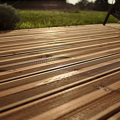 Lame de terrasse pin du Nord marron Potomac Klikstrom L.240 x l.12 x ép. 2,1 cm