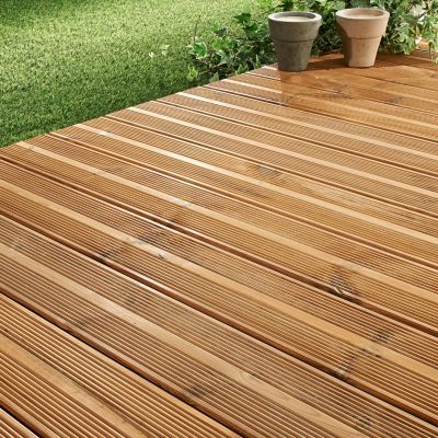 Lame de terrasse pin thermo-chauffé Iluka Klikstrom L.240 x l.11,7 x ép. 2,6 cm