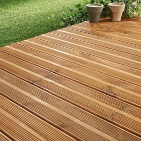 Lame de terrasse pin thermo-chauffé Iluka Klikstrom L.240 x l.11,7 x ép. 2,6 cm