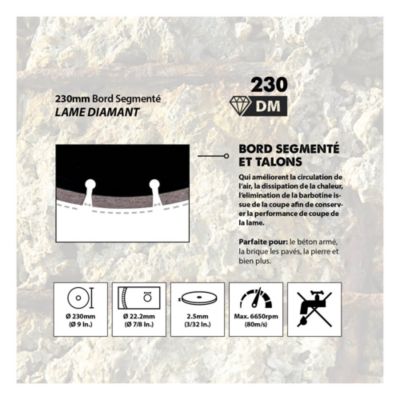 Lame diamant de scie circulaire Evolution ø230 mm