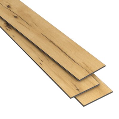 Lame minérale composite clipsable Italo 129 x 20 cm décor bois blond rustique GoodHome (vendue au carton)