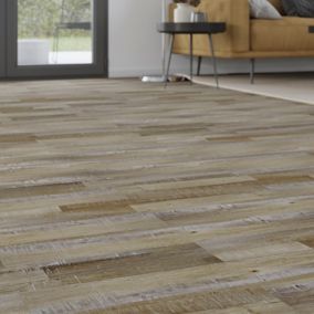 Lame PVC adhésive Poprock décor bois brun rustique 15,2 x 91,4 cm GoodHome