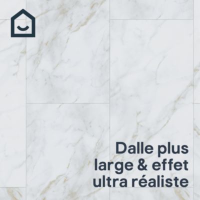 Lame PVC clipsable effet marbre blanc mat L.77,6cm x l.38,7 cm x ép. 4,5mm, GoodHome Italo ceramin