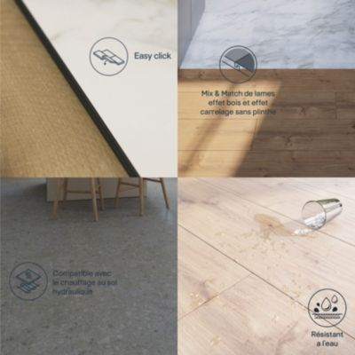 Lame PVC clipsable effet marbre blanc mat L.77,6cm x l.38,7 cm x ép. 4,5mm, GoodHome Italo ceramin