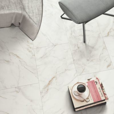 Lame PVC clipsable effet marbre blanc mat L.77,6cm x l.38,7 cm x ép. 4,5mm, GoodHome Italo ceramin