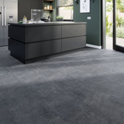 Lame PVC clipsable gris mat L.77,6cm x l.38,7 cm x ép. 4,5mm, GoodHome Italo ceramin