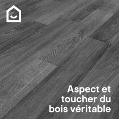 Lame PVC clipsable Mambo 124x19 cm décor bois gris anthracite GoodHome (vendue au carton)