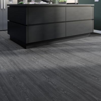 Lame PVC clipsable Mambo 124x19 cm décor bois gris anthracite GoodHome (vendue au carton)
