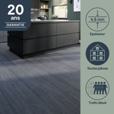 Lame PVC clipsable Mambo 124x19 cm décor bois gris anthracite GoodHome (vendue au carton)