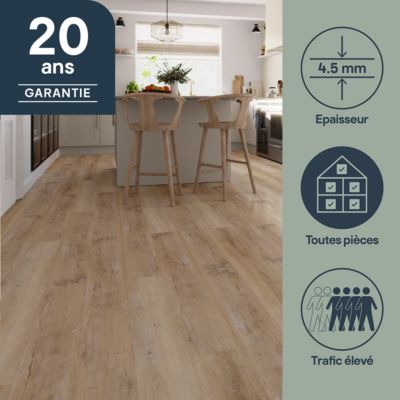 Lame PVC clipsable Mambo 124x19 cm décor bois naturel vintage GoodHome (vendue au carton)