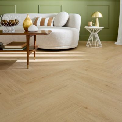 Lame PVC clipsable Mambo chevron décor chêne naturel GoodHome (vendue au carton)