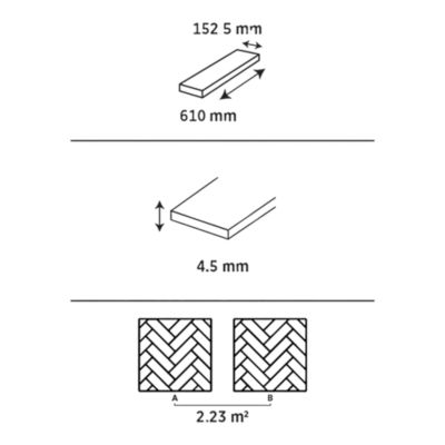 Lame PVC clipsable Mambo chevron naturel GoodHome (vendue au carton)