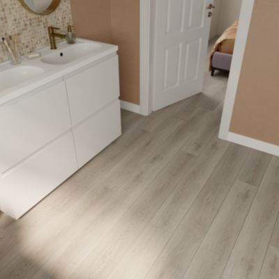 Lame PVC clipsable Mambo plus 18x122 cm décor bois gris brun GoodHome avec sous-couche intégrée (vendue au carton)