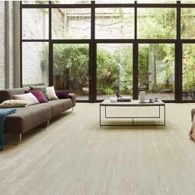 Revêtement de sol adhésif lames laminées pvc vinyle effet naturel  compatible au plancher chauffant 7 pièces 0,975 m² slate grey oak chêne  gris ardoise [neu.holz] - Conforama
