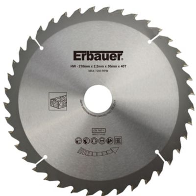 Lame scie circulaire bois TCT Ø210 x30/25/20/16 Moyenne 40 dents