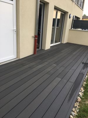 Lame terrasse composite Greendeck WPC PLEINE anthracite L.260 x l.14 cm
