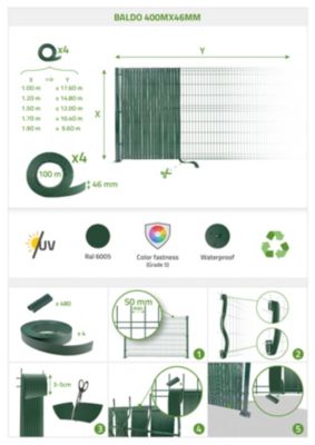 Lamelles occultantes BALDO 400mX46mm rouleau PVC Vert