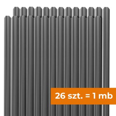 Lamelles occultantes pour grillage 50-60 mm QUEST, kit 26 pièces, brise-vue jardin, 150 cm, gris fonce
