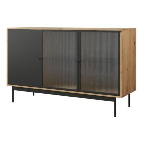 Lamia - buffet bas - bois et noir - 148 cm - Best Mobilier