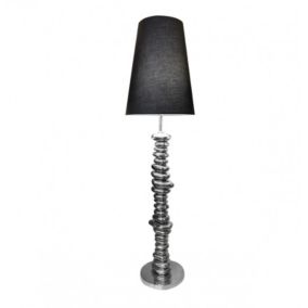 Lampadaire 140 cm galets argentés avec abat-jour noir - Stone