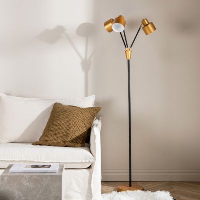 Lampadaire 3 Spots en Métal "Vifta" 178cm Noir & Or