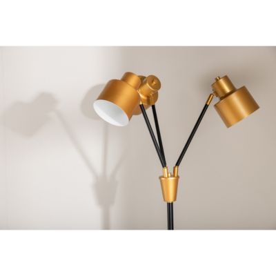Lampadaire 3 Spots en Métal "Vifta" 178cm Noir & Or