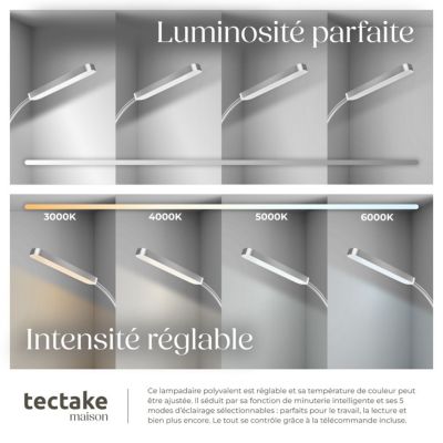 Lampadaire 5 modes d'éclairage LED 12 W argent