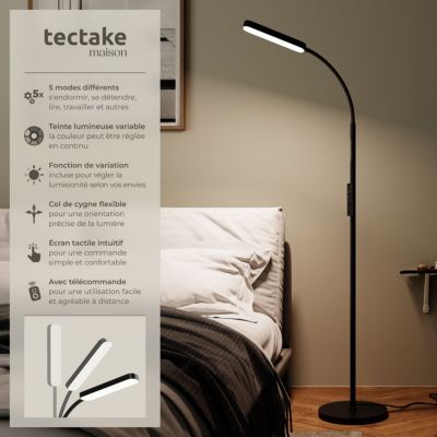 Lampadaire 5 modes d'éclairage LED 12 W noir