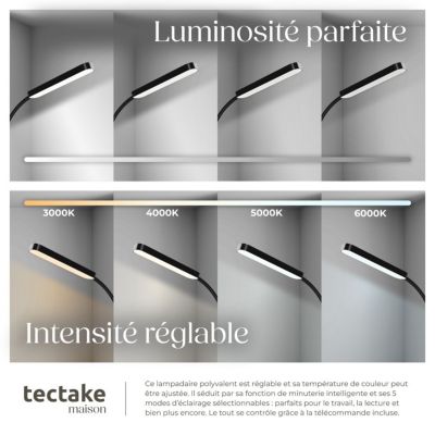 Lampadaire 5 modes d'éclairage LED 12 W noir