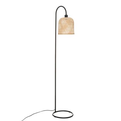 Lampadaire "Ali" - métal et bambou - noir - H159 cm - Atmosphera