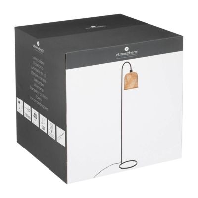 Lampadaire "Ali" - métal et bambou - noir - H159 cm - Atmosphera