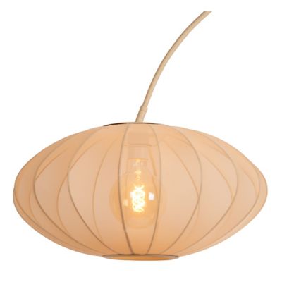 Lampadaire tige en bambou marron et abat-jour creme