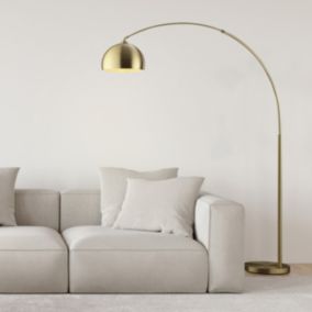 Lampadaire arc Manor laiton doré H.195cm IP20 E27 20W Brilliant