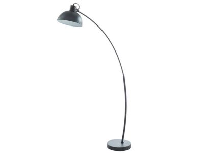 Lampadaire arc style industriel en fer - H. 177 cm - Noir - LOPAZ