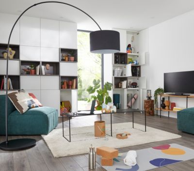 Lampadaire arqué Alacrane E27 L.190xH.220cm noir mat Goodhome