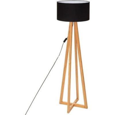 Lampadaire - ATMOSPHERA - Molu - Pieds en bois - Abat-jour noir - Style scandinave