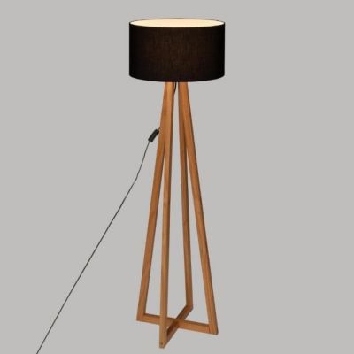 Lampadaire - ATMOSPHERA - Molu - Pieds en bois - Abat-jour noir - Style scandinave