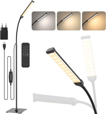 Lampadaire avec Télécommande Flexible à Col de Cygne 120 LED 10W noir