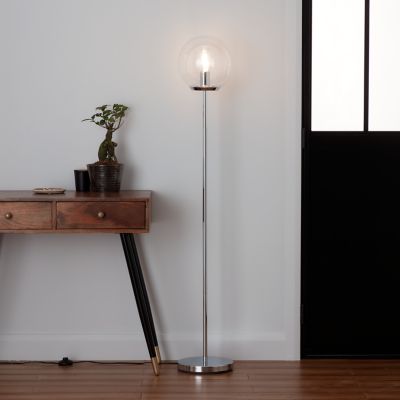 Lampadaire Barool GoodHome E27 argent brillant