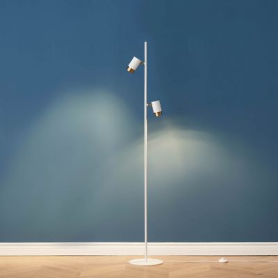 Lampadaire blanc deux spots pivotants - Elya