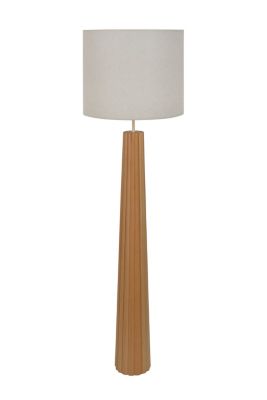Lampadaire Cesar pied en bois et abat-jour effet lin 15W IP20 H.167 x Ø44 cm Corep
