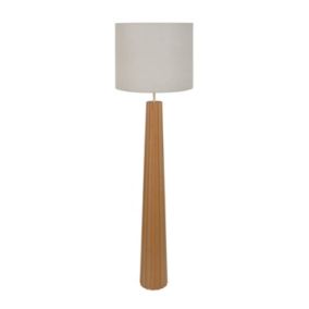 Lampadaire Cesar pied en bois et abat-jour effet lin 15W IP20 H.167 x Ø44 cm Corep