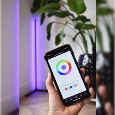 Lampadaire d'angle LED Calex intégrée noir mat blanc chaud et multicolore 500lm dimmable