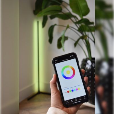 Lampadaire d'angle LED Calex intégrée noir mat blanc chaud et multicolore 500lm dimmable