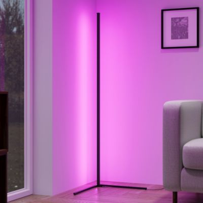 Lampadaire d'angle LED connectée RGB IP20 10W l.60 x H.141 cm noir Reality Leuchten