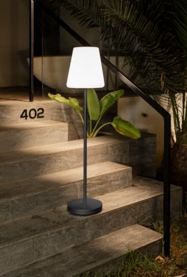 Lampadaire d'extérieur LED solaire et rechargeable RGB Lola slim blanc H.120cm IP65 Newgarden